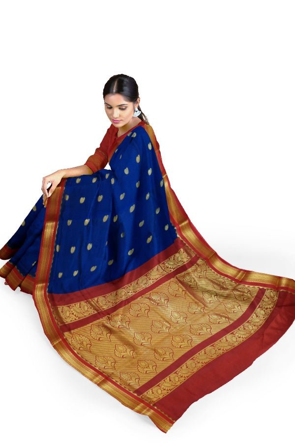 Dark Blue Silk Designer Saree For All Occasions - Samvita