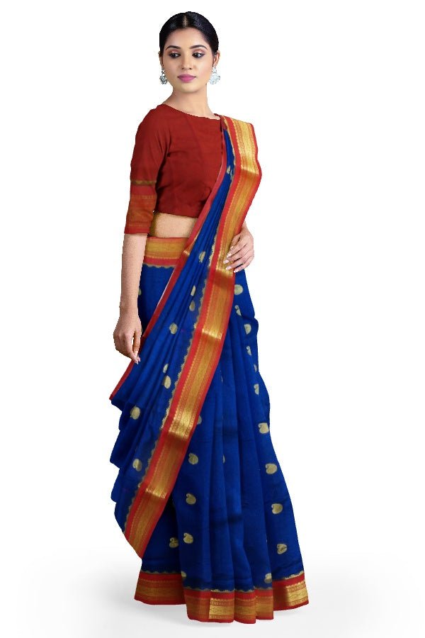 Dark Blue Silk Designer Saree For All Occasions - Samvita