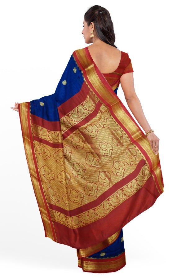 Dark Blue Silk Designer Saree For All Occasions - Samvita