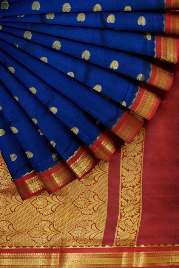 Dark Blue Silk Designer Saree For All Occasions - Samvita