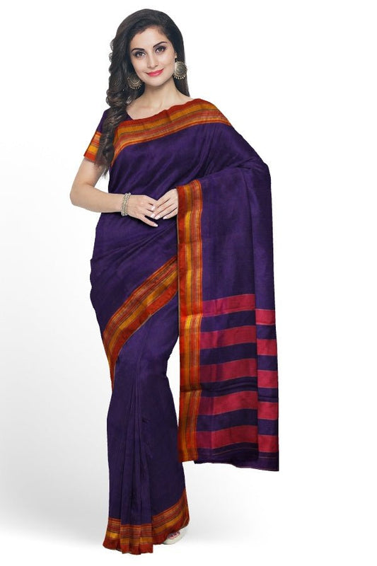 Blue Cotton Silk Ilkal Saree - Samvita