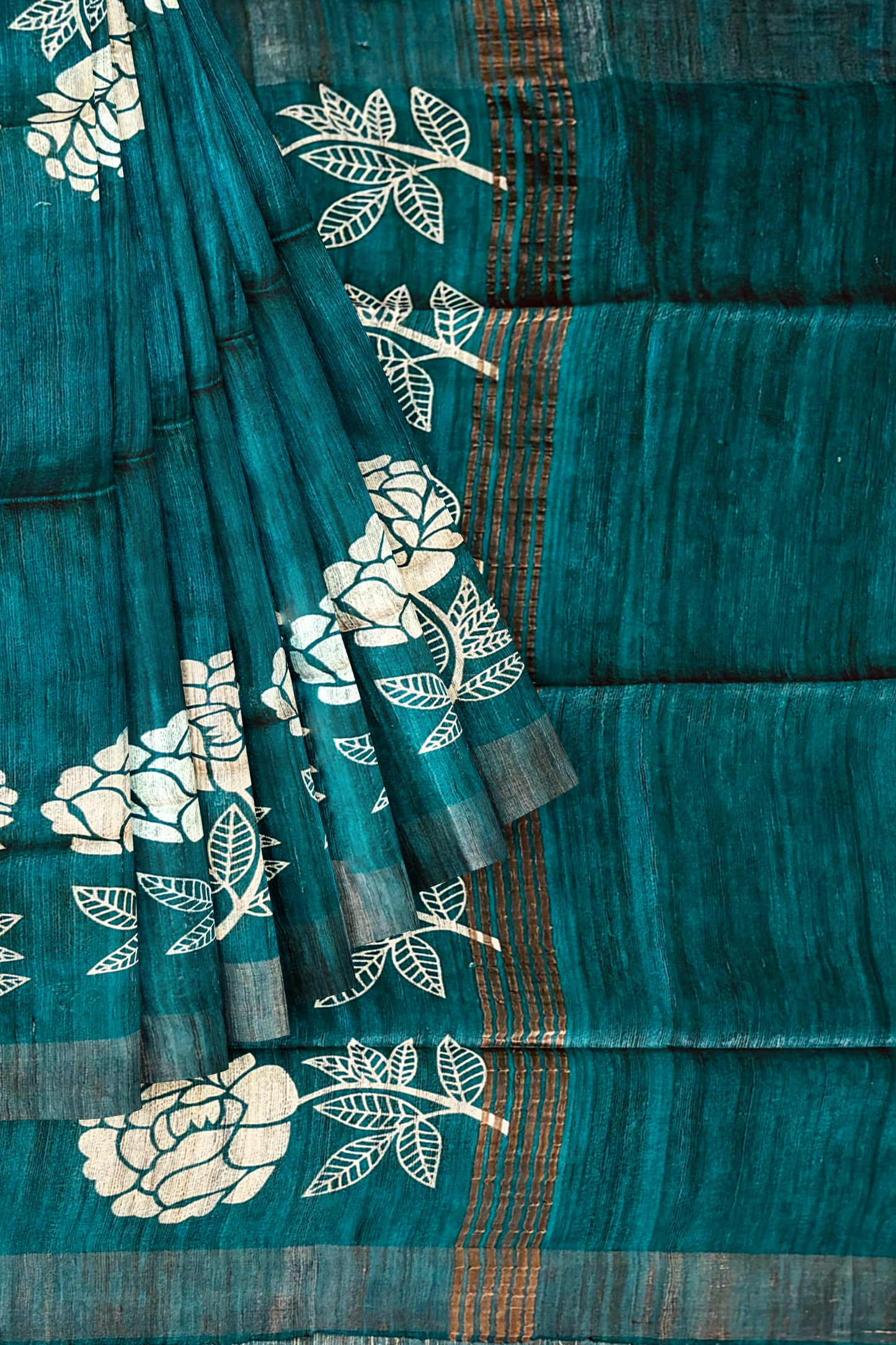 Green Tussar Ghicha Silk Saree