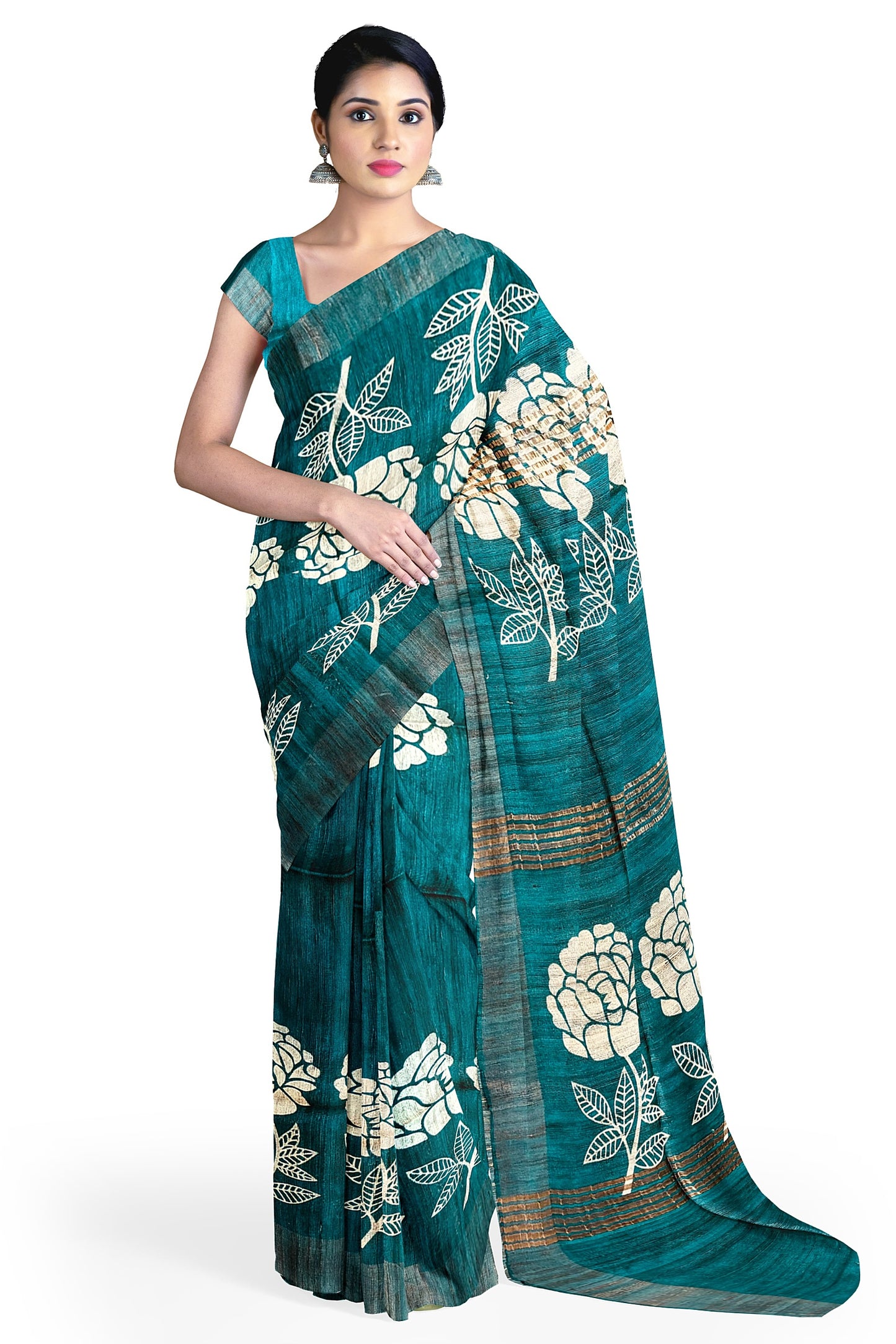 Green Tussar Ghicha Silk Saree