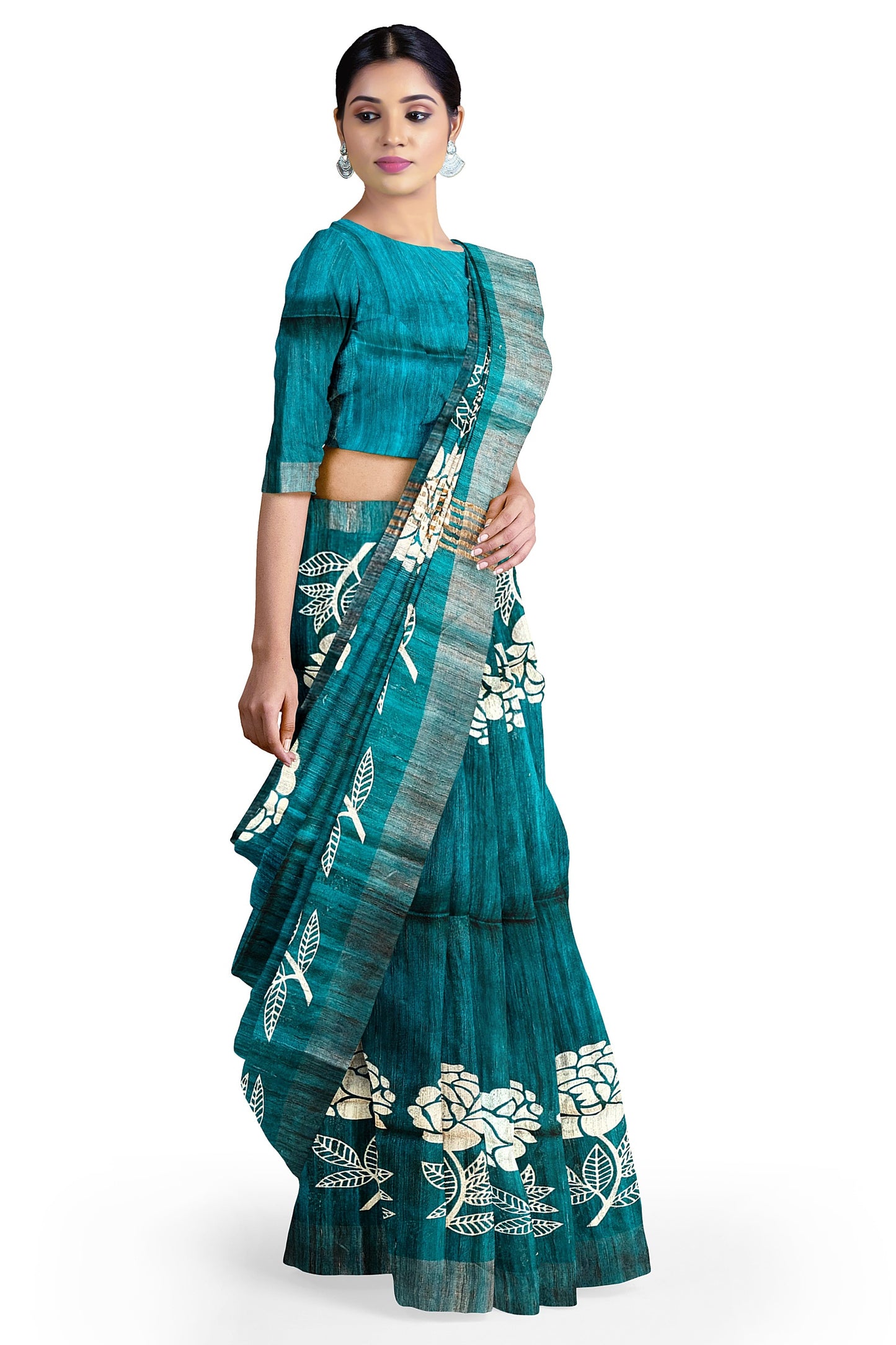 Green Tussar Ghicha Silk Saree