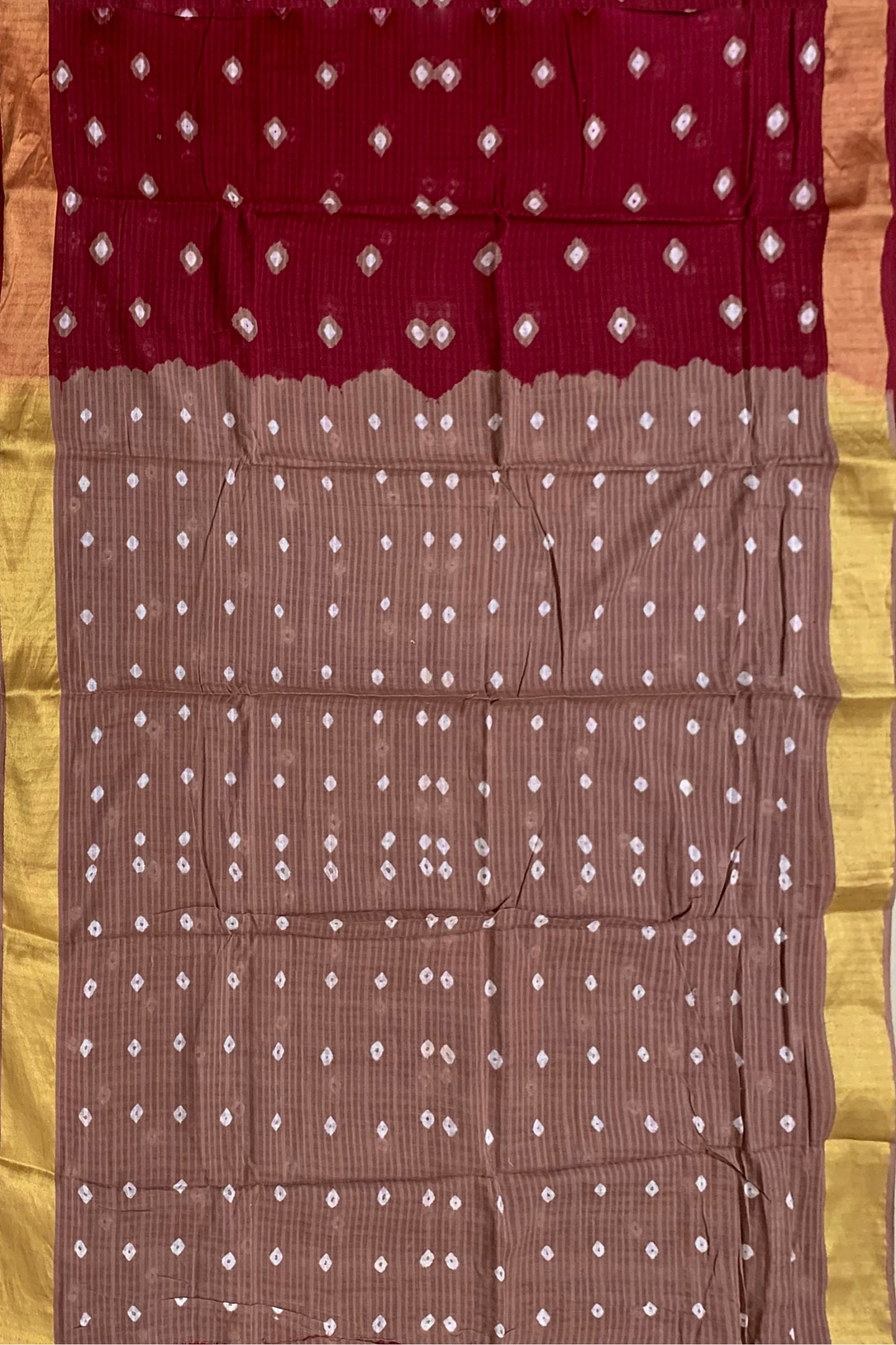 Handcrafted Bandhani Work Red Cotton Mulmul Saree – Earthy Elegance in a Feather-Light Drape