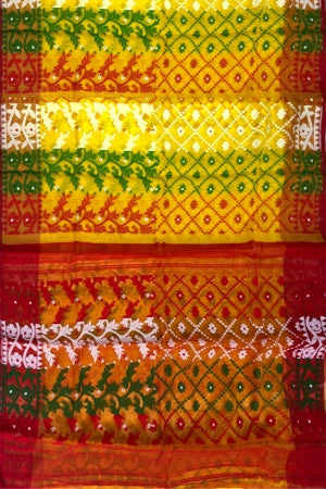 SAMVITA Yellow Bengal Handloom Resham Jamdani Saree – A Masterpiece of Grace & Craft