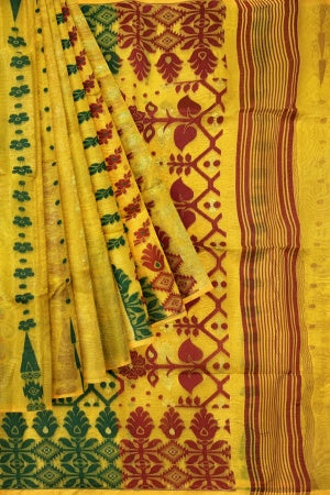 Yellow Bengal Handloom Saree - Samvita Pure Cotton Elegance