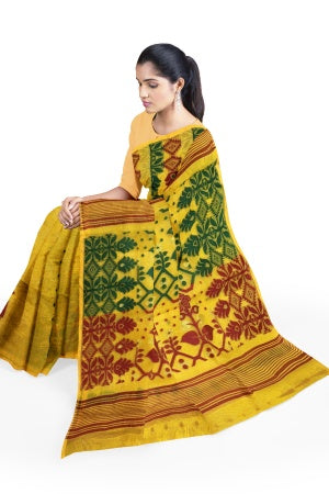 Yellow Bengal Handloom Saree - Samvita Pure Cotton Elegance