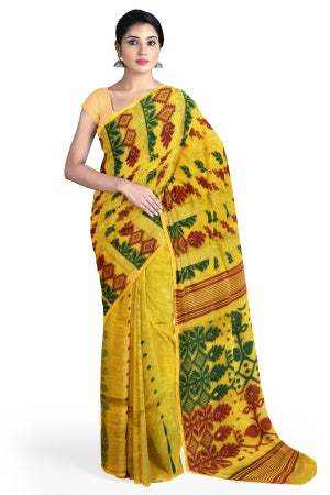 Yellow Bengal Handloom Saree - Samvita Pure Cotton Elegance