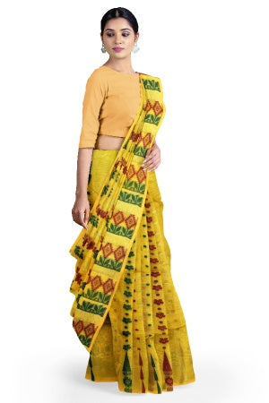 Yellow Bengal Handloom Saree - Samvita Pure Cotton Elegance