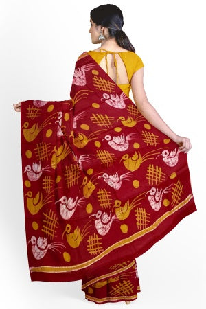Soft Cotton Batik Painted Saree with Blouse Piece