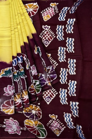 Soft Cotton Batik Painted Saree with Blouse Piece