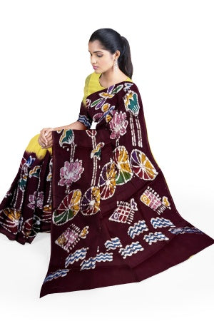 Soft Cotton Batik Painted Saree with Blouse Piece