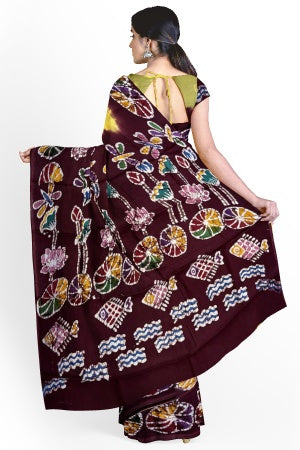 Soft Cotton Batik Painted Saree with Blouse Piece