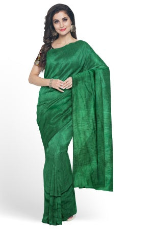 Green Cotton Handloom Saree with Designer Blouse Piece