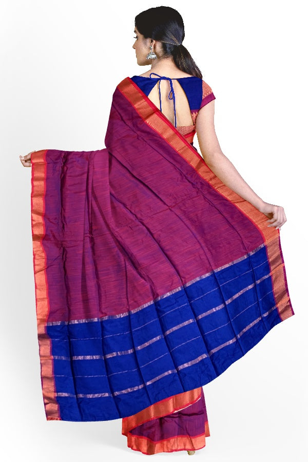 Purple Cotton Mangalgiri Saree