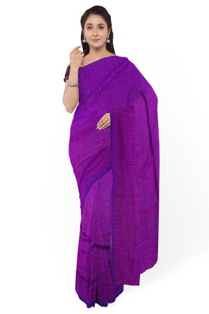 Purple Cotton Handloom Saree with Designer Blouse Piece