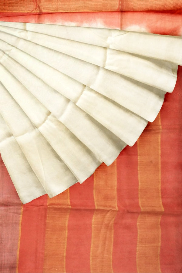 White Cotton Silk Bengal Handloom Saree