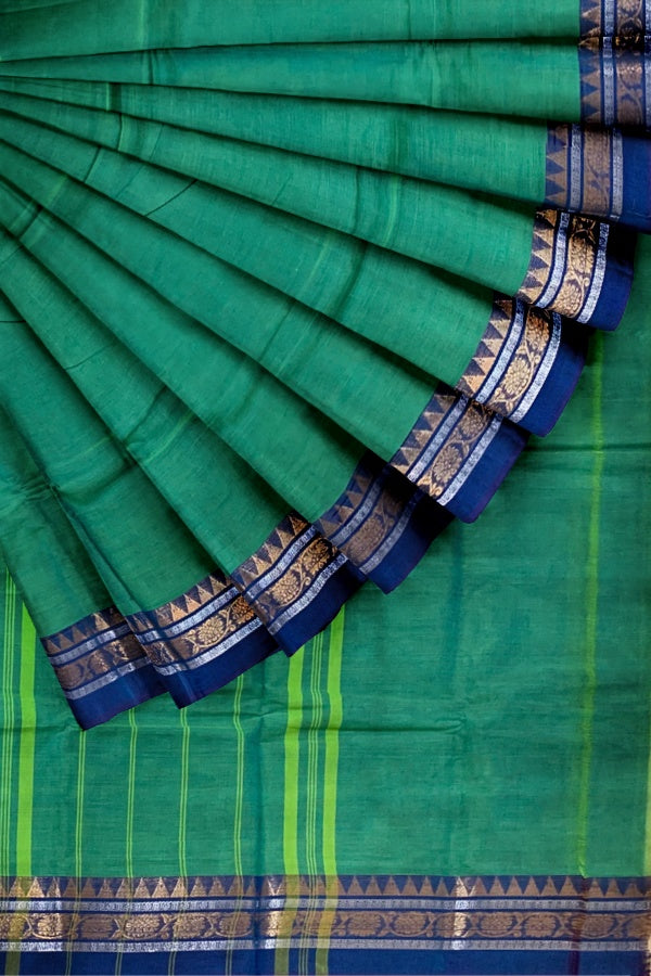 Green Cotton Chettinad Saree