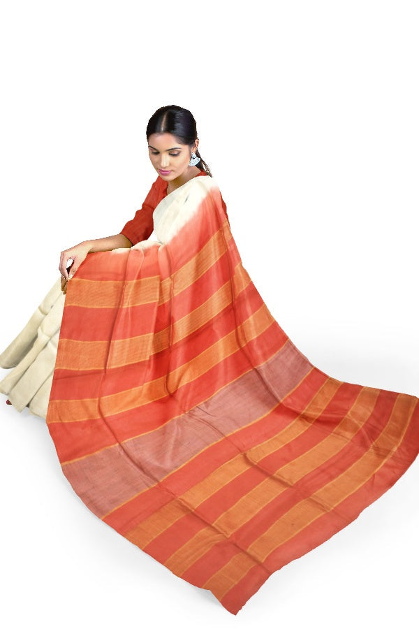 White Cotton Silk Bengal Handloom Saree