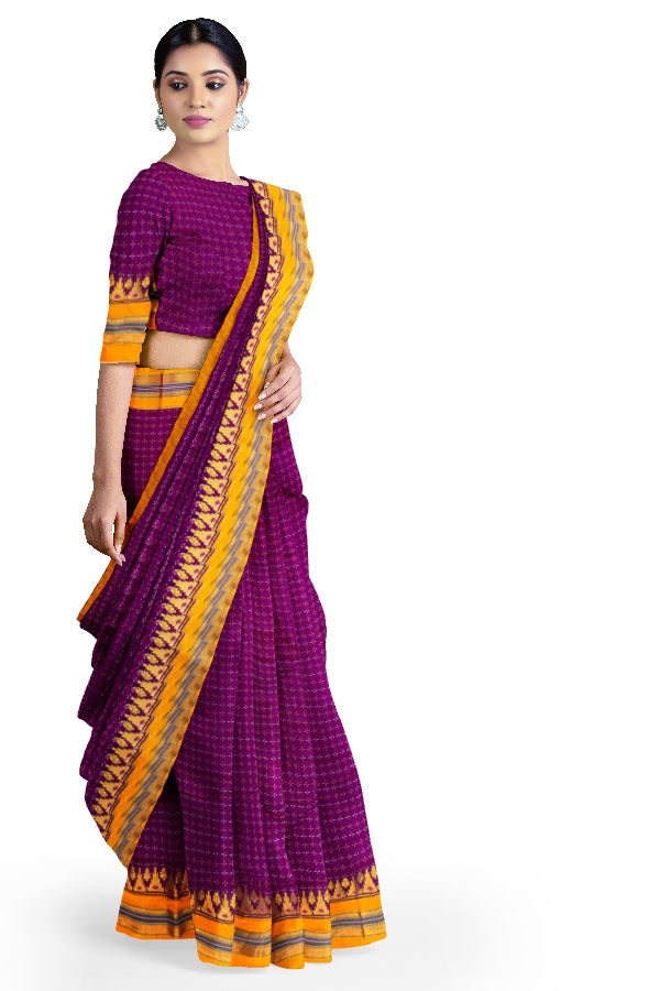 Purple Cotton Silk Ilkal Saree