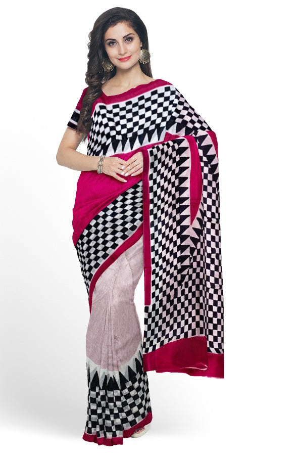 Pink Cotton Mulmul Saree with Blouse Piece