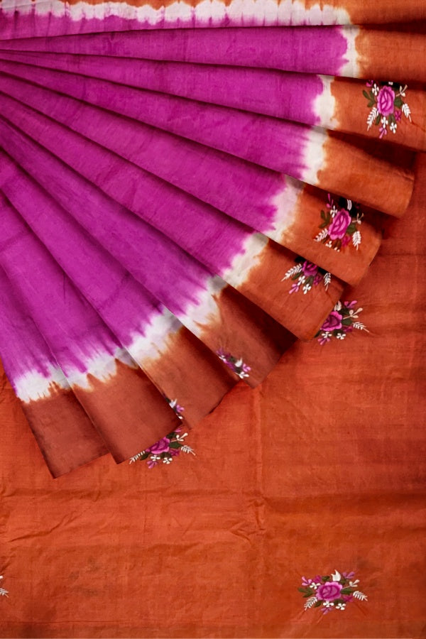 Pink Pure Silk Designer Embroidered Saree