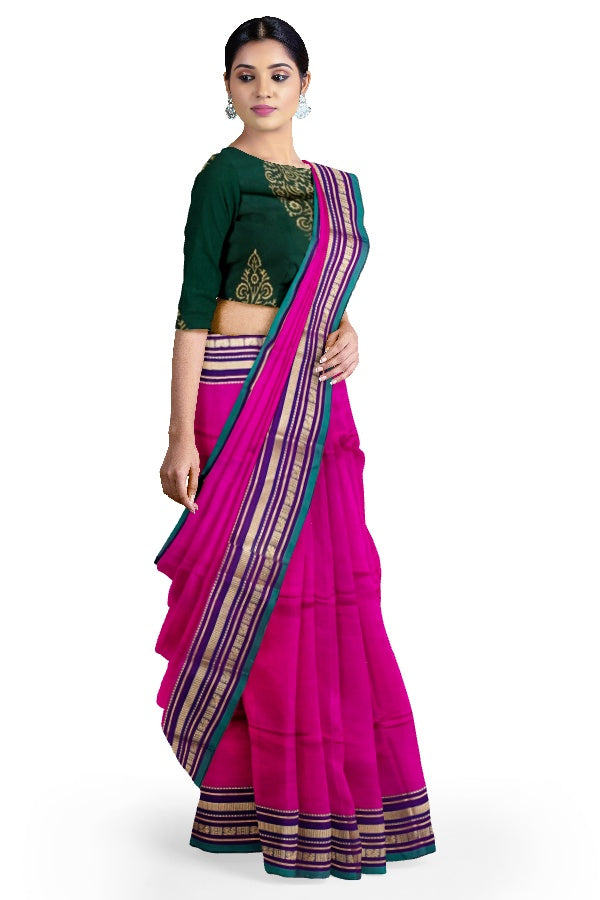 Pink Cotton Chettinad Saree