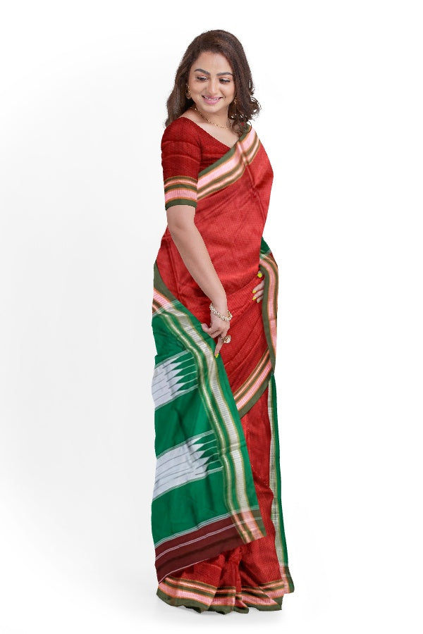 Red Cotton Silk Khan Saree