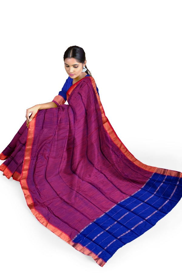 Purple Cotton Mangalgiri Saree