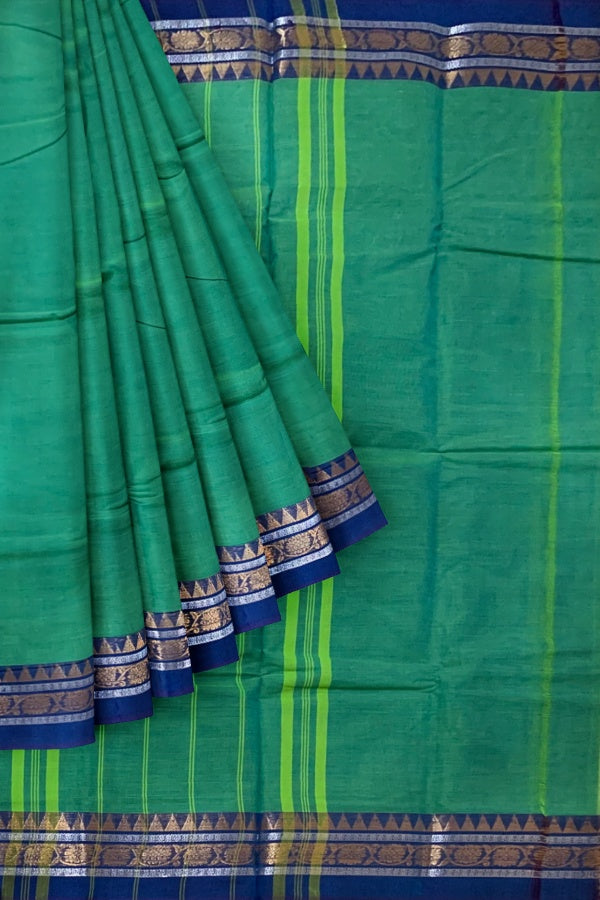 Green Cotton Chettinad Saree