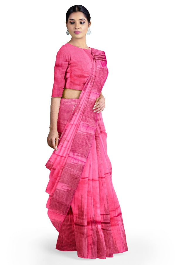 Pink Cotton Silk Handloom Saree