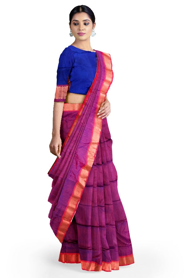 Purple Cotton Mangalgiri Saree