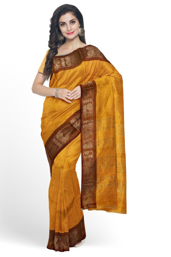 Yellow Sungudi Checks Saree