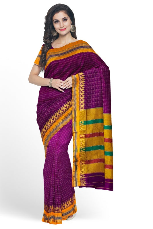 Purple Cotton Silk Ilkal Saree