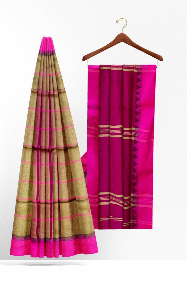 Beige Cotton Silk Handloom Saree