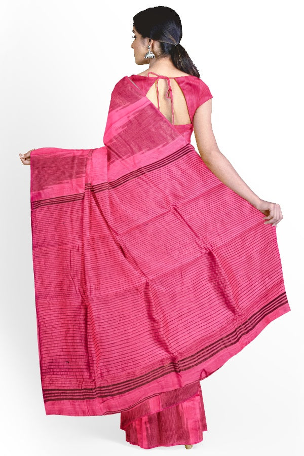 Pink Cotton Silk Handloom Saree