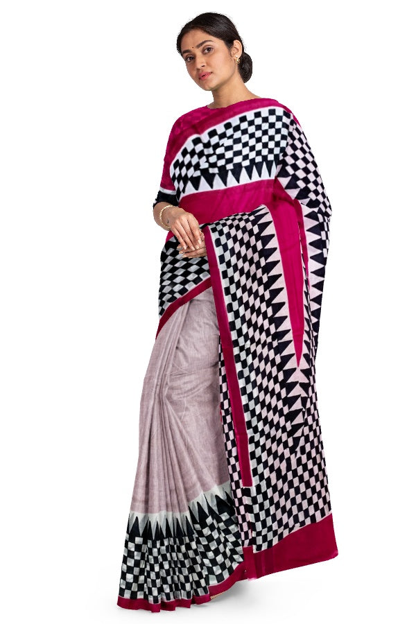 Pink Cotton Mulmul Saree with Blouse Piece