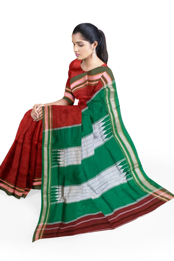 Red Cotton Silk Khan Saree