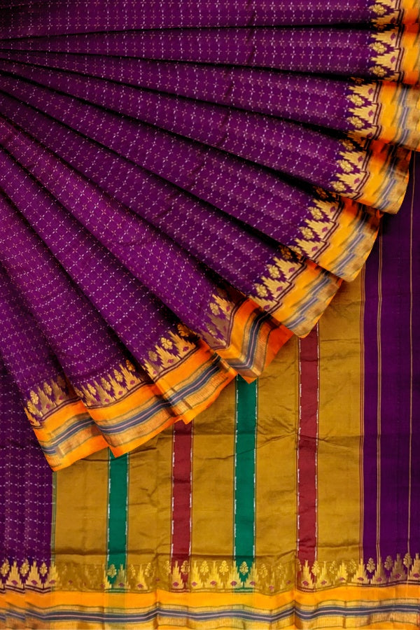 Purple Cotton Silk Ilkal Saree