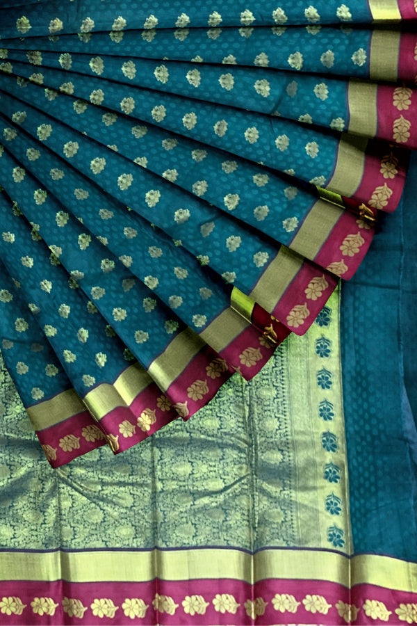 Green Silk Blend Kanjivaram Saree