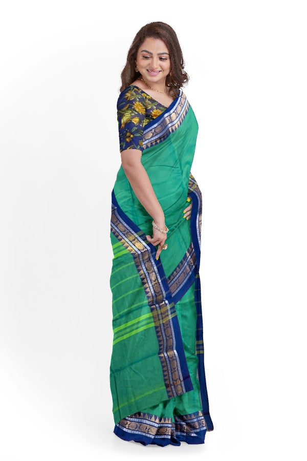 Green Cotton Chettinad Saree