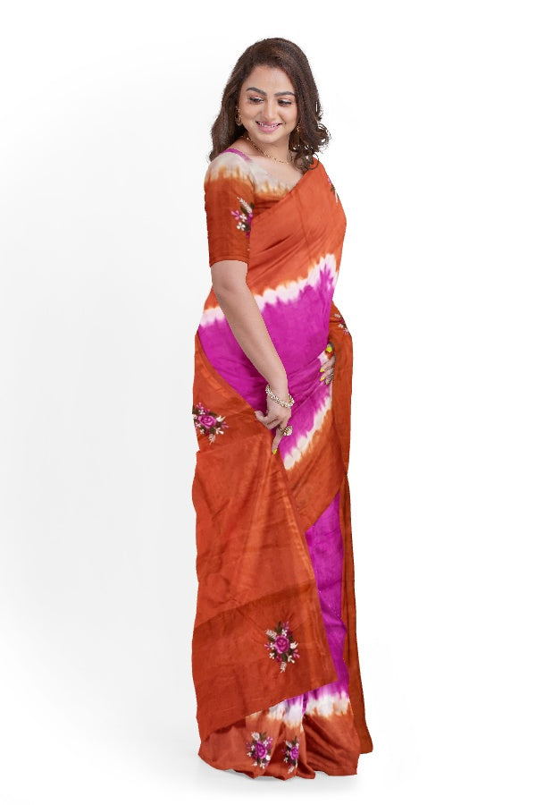 Pink Pure Silk Designer Embroidered Saree