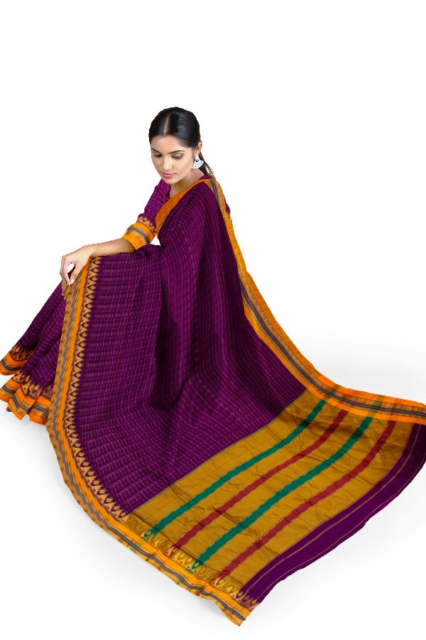 Purple Cotton Silk Ilkal Saree