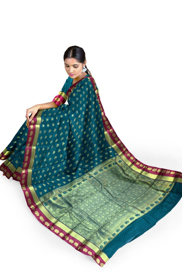 Green Silk Blend Kanjivaram Saree