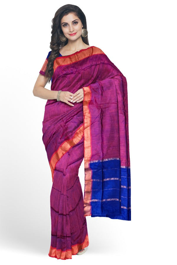 Purple Cotton Mangalgiri Saree