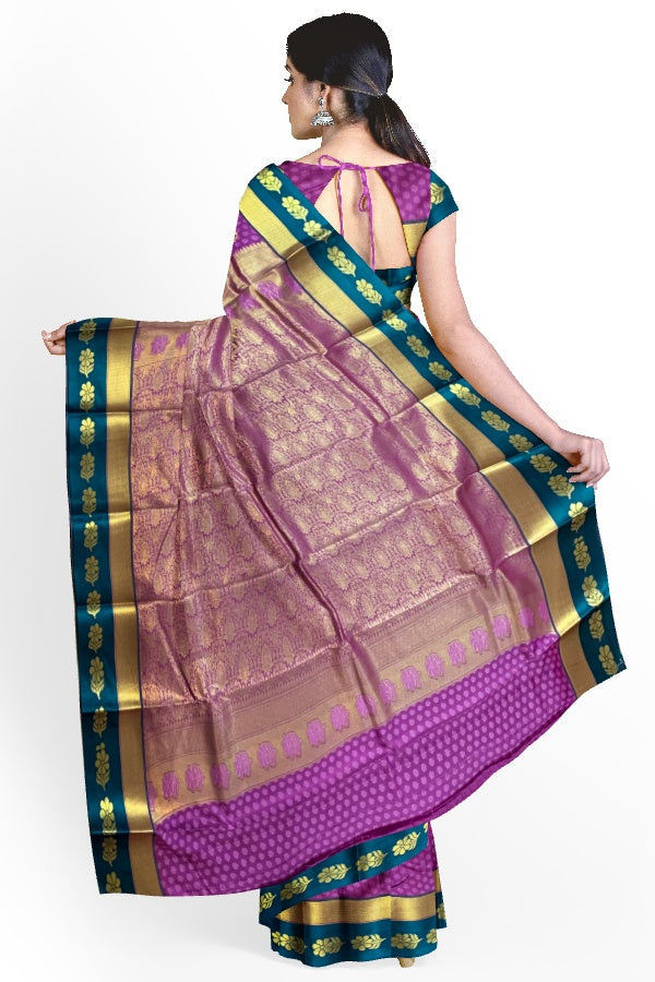 Pink Silk Blend Kanjivaram Saree