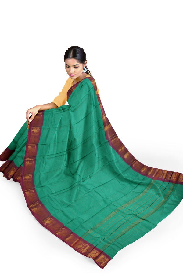 Green Cotton Sungudi Checks Saree