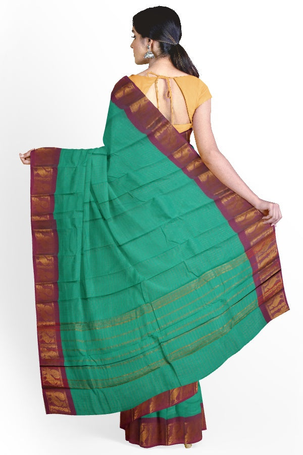 Green Cotton Sungudi Checks Saree