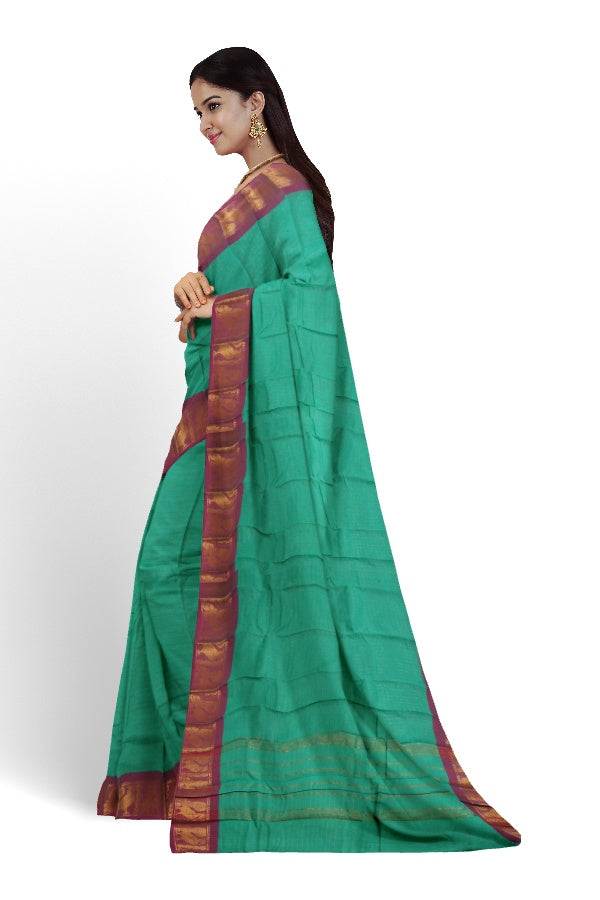 Green Cotton Sungudi Checks Saree